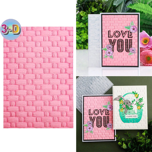 Woven 3D Embossing Folder for Card Making & Scrapbooking - Durable Plastic, Easy Embossing - Perfect for DIY Craft Projects