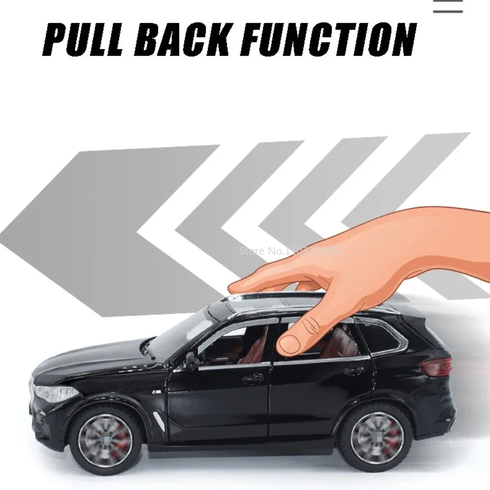1/24 X5 Alloy SUV Model Car Toy Diecasts Metal Rear Wheel Pull Back Function Vehicle Models With Sound Light Toys For Kids Gifts