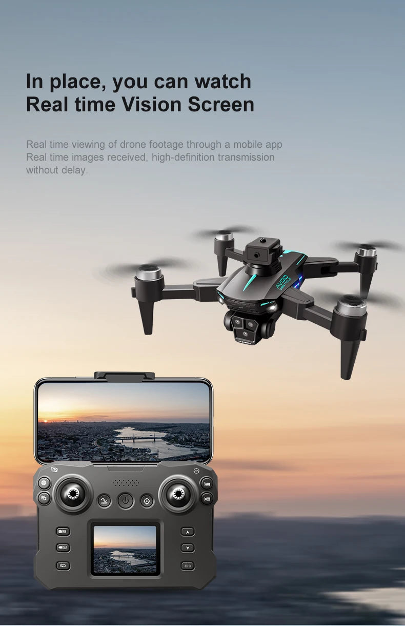 New KY605S Screen Controlled Drone 8K Three HD Camera Brushless Motor Obstacle Avoidance Foldable Quadcopter Dron RC Toys Gifts