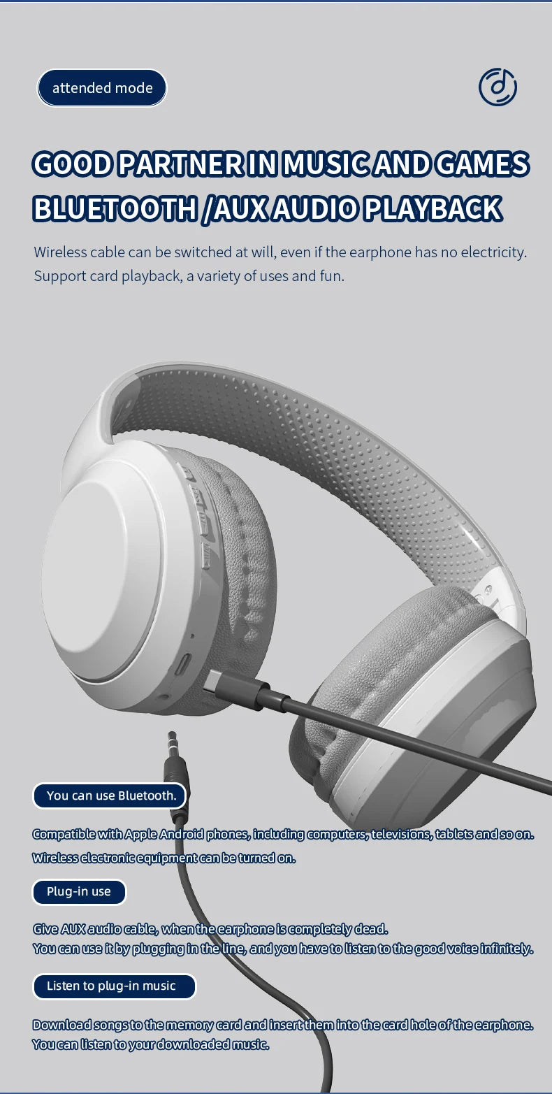 Xiaomi Wireless Headphones Bluetooth5.3 Headphone Foldable Portable 40mm Driver Game Music Over Ear 3D Stereo Headset With Mic