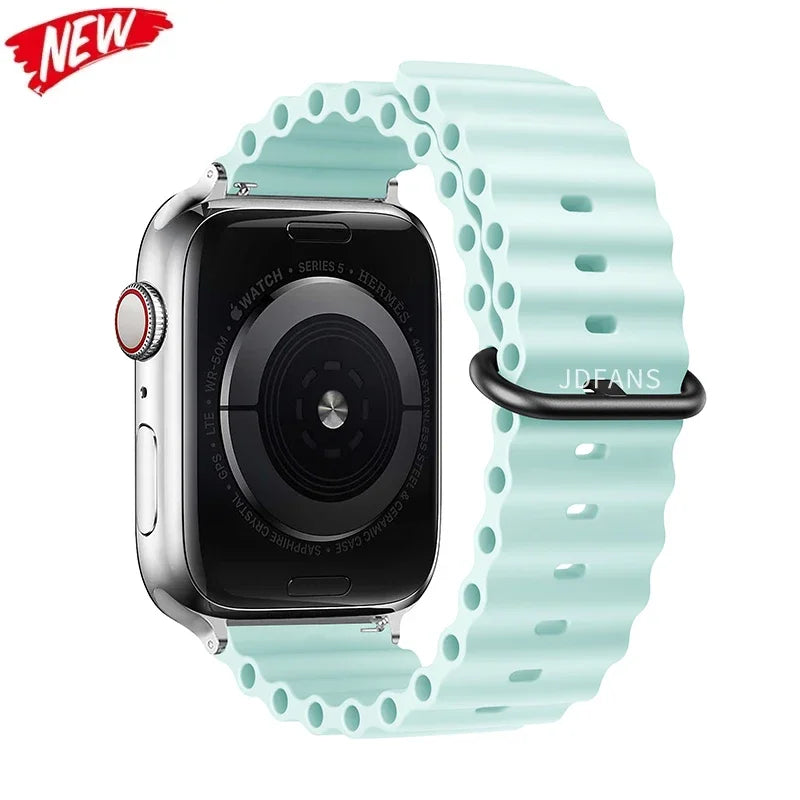 Ocean Band for Apple watch Ultra Series 10 9 7 8 5 6 SE 49mm 45mm 46mm 42mm 44mm 40mm 41mm Silicone bracelet correa iWatch Strap