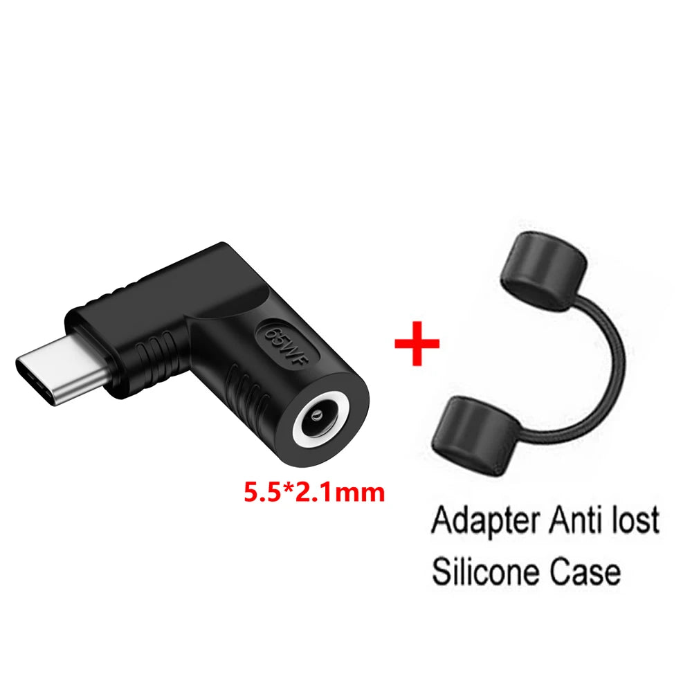PD 65W Laptop Power Connector DC Jack Female to USB Type C Male Output Fast Charging Adapter for MacBook Tablet Switch Phone