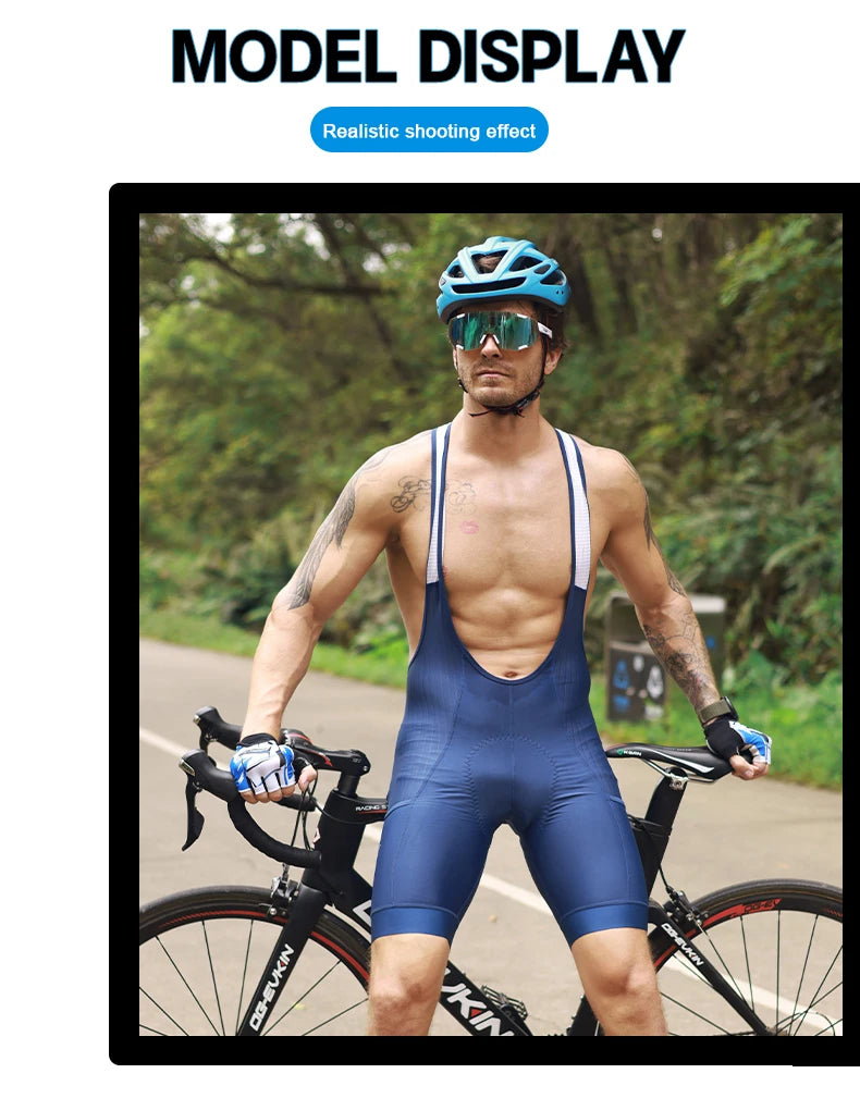 X-TIGER Blue Pro Men's Cycling Bib Shorts Bretelle Cyclist MTB Road Tights Bicycle Clothing ST-MULTI Cushion For 7 Hours Riding