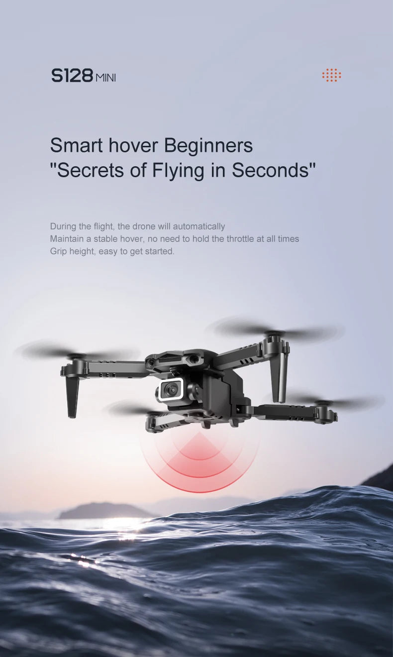 New S128 Mini Drone 4K Professional HD Dual Camera Three-Sided Obstacle Avoidance Air Pressure Fixed Height Foldable Quadcopter