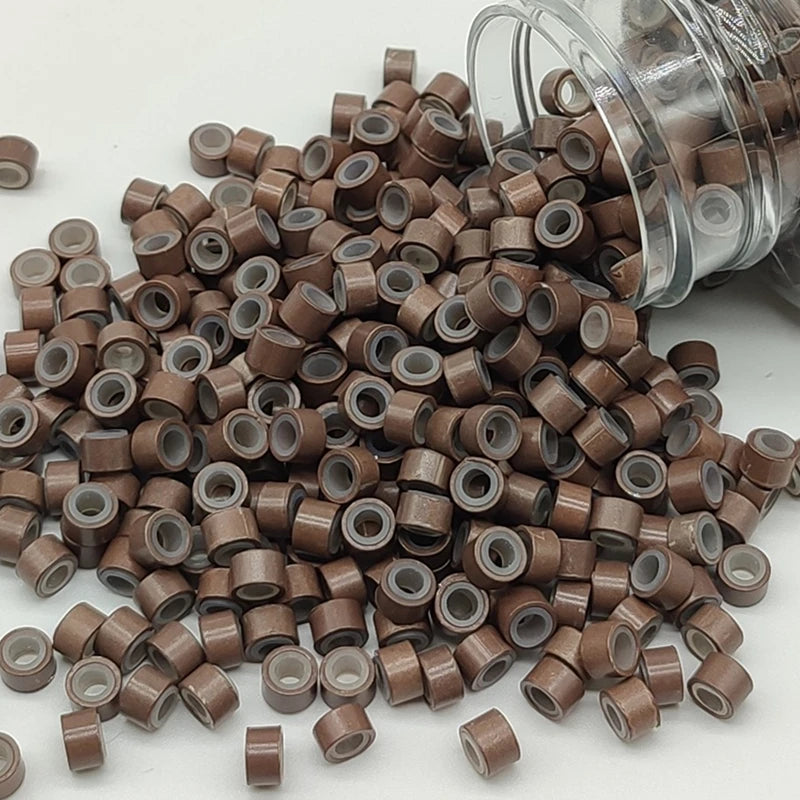 1000Pcs Hair Extentions Micro Rings Links Beads 5mm Silicone Lined Beads for Human Hair Extensions Tool-Multi-colored