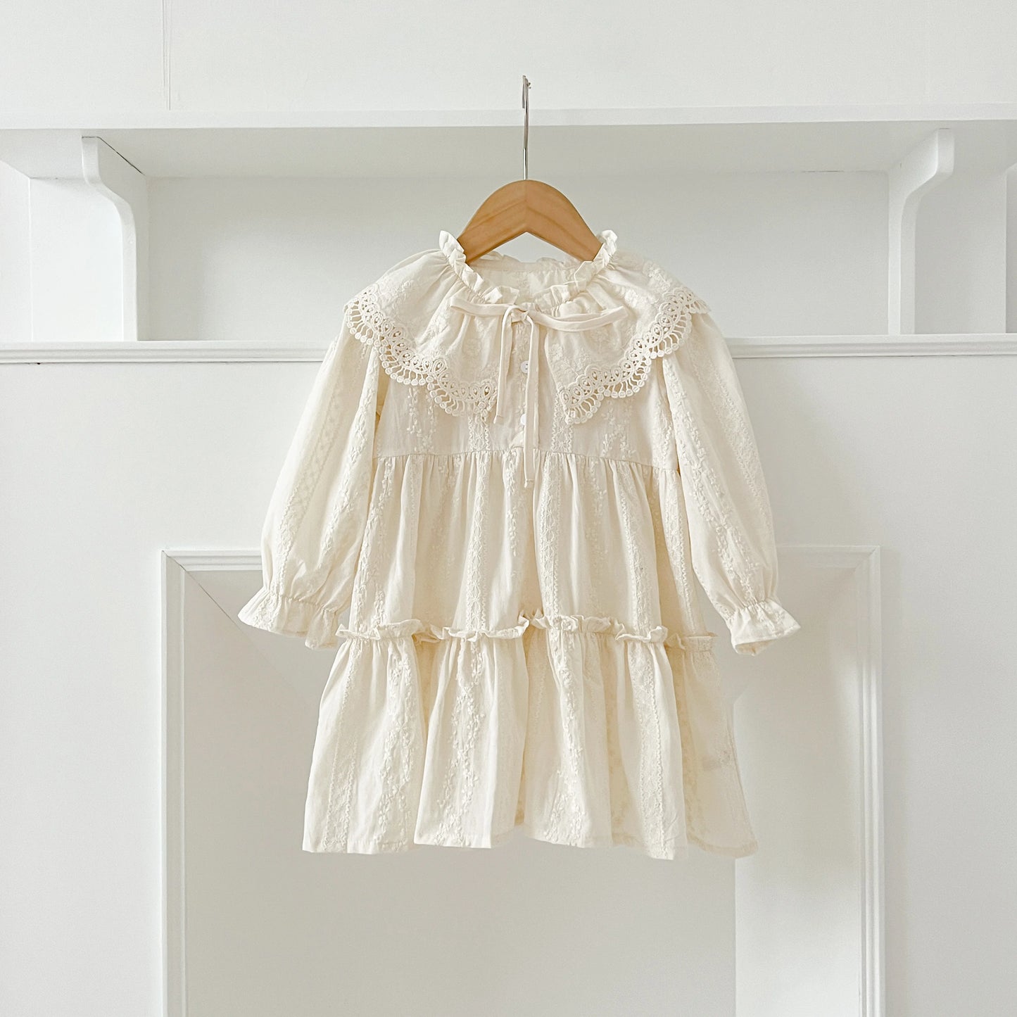 New Baby Girls Dress Girls Sweet Girl Dress Ruffle Trim Party Princess Dress Lace Collar Going Out Casual Dresses Little Clothes