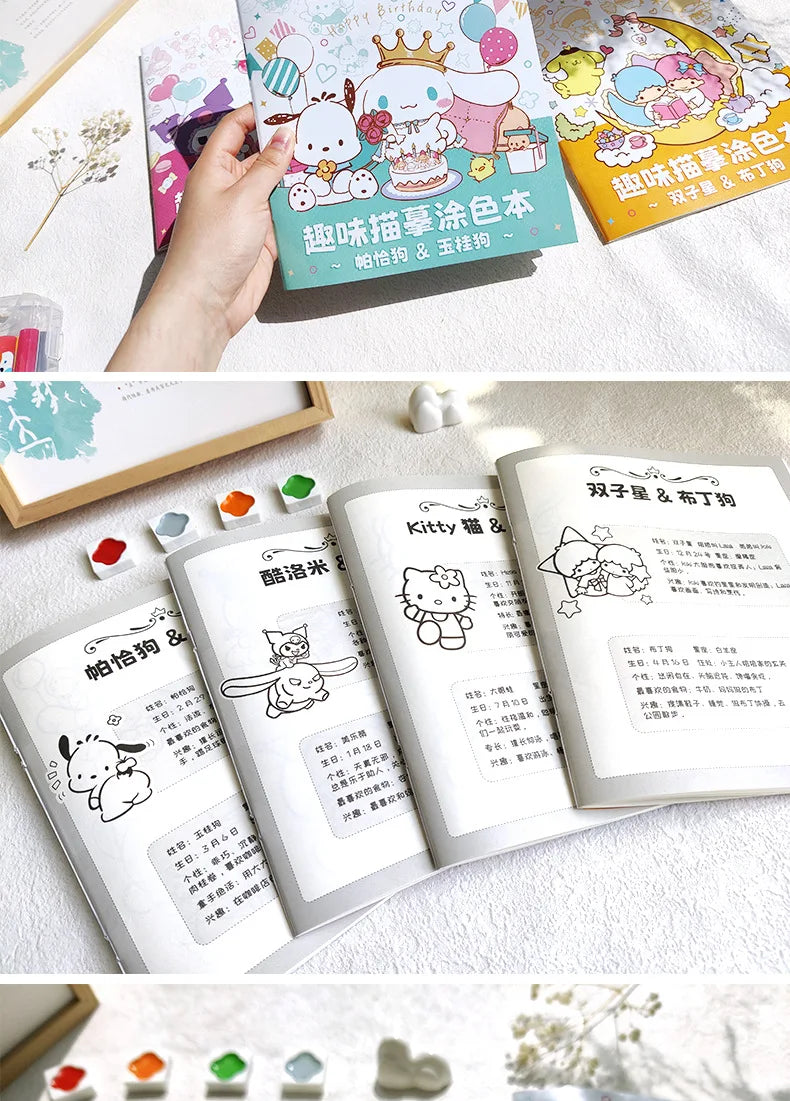 New Sanrio Kuromi Painting Notebook Children'S Sketching Coloring Copy Notebook Elementary School Cartoon Anime Line Draft