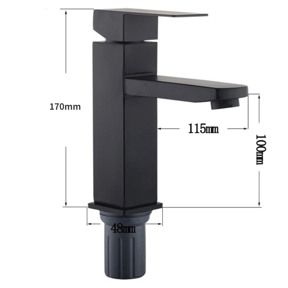 Black Plated Square Stainless Steel Bathroom Basin Faucet Square Vanity Sink Mixer Hot & Cold Lavotory Tap