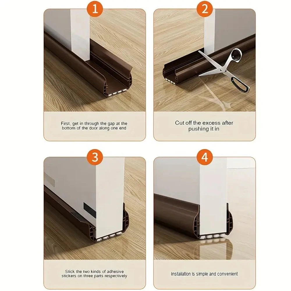 1-4pcs 93cm Door Bottom Seal Strip with Brush PVC Dustproof Soundproof Snap-in installation Gap Door Draft Stopper Weatherstrip