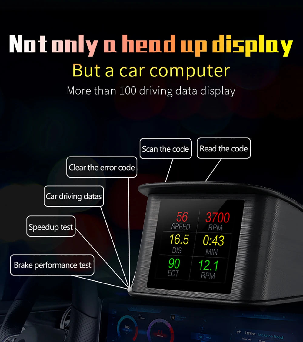 P10 Pro Head Up Display On-board Computer Car Digital OBD2 Mileage OBD Driving Computer Display Speedometer Temperature Gauge