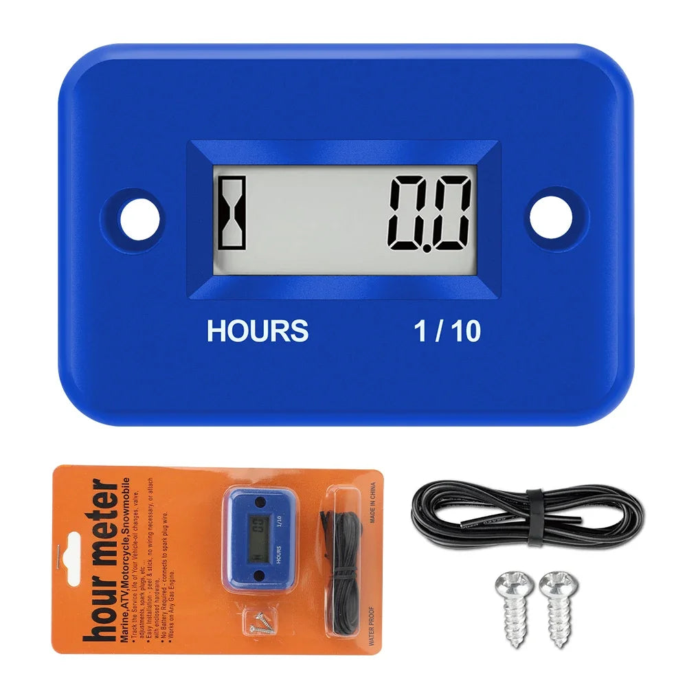 Portable Digital Inductive Tach Hour Meter Gauge for Car Boat ATV Motorcycle Instruments Snowmobile Gasoline Ski Dirt Gas Engine