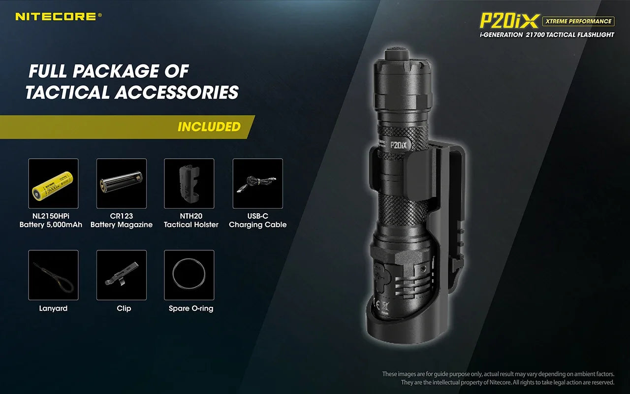 NITECORE P20ix Powerful Tactical LED Flashlight 4000Lumens Rechargeable Torch Light with 21700 Battery for Self-defense Camping