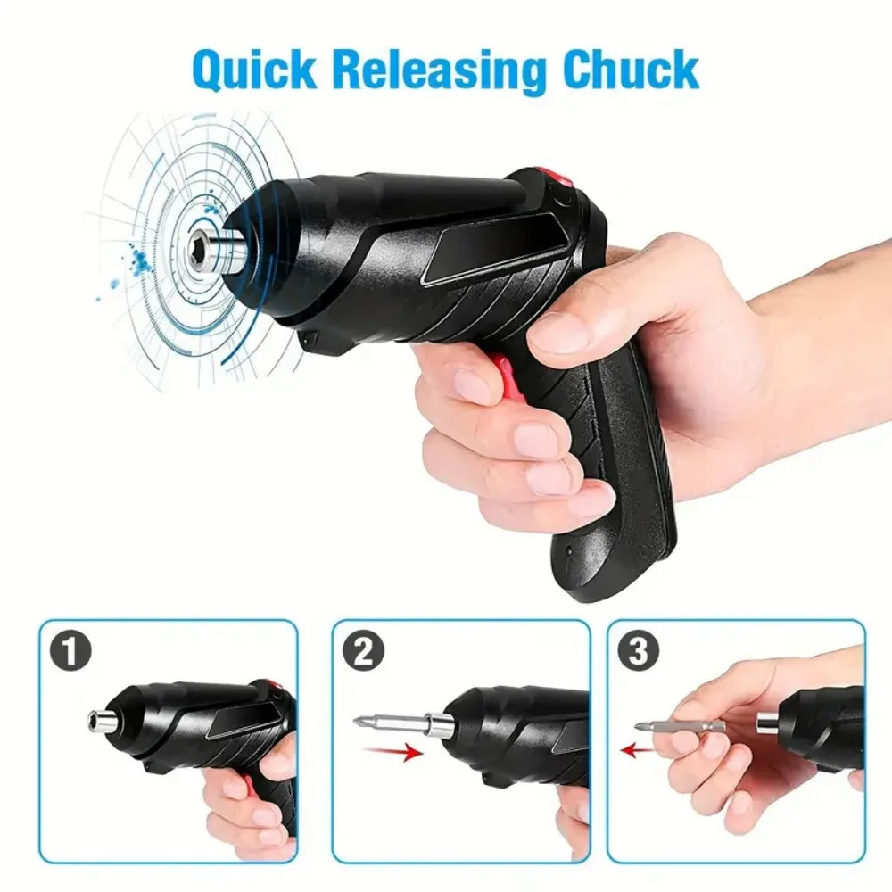 Portable Electric Screwdriver Cordless 47 in 1 Rotated 90 Degrees Rechargeable Screwdriver with LED for Home Office DIY Tools