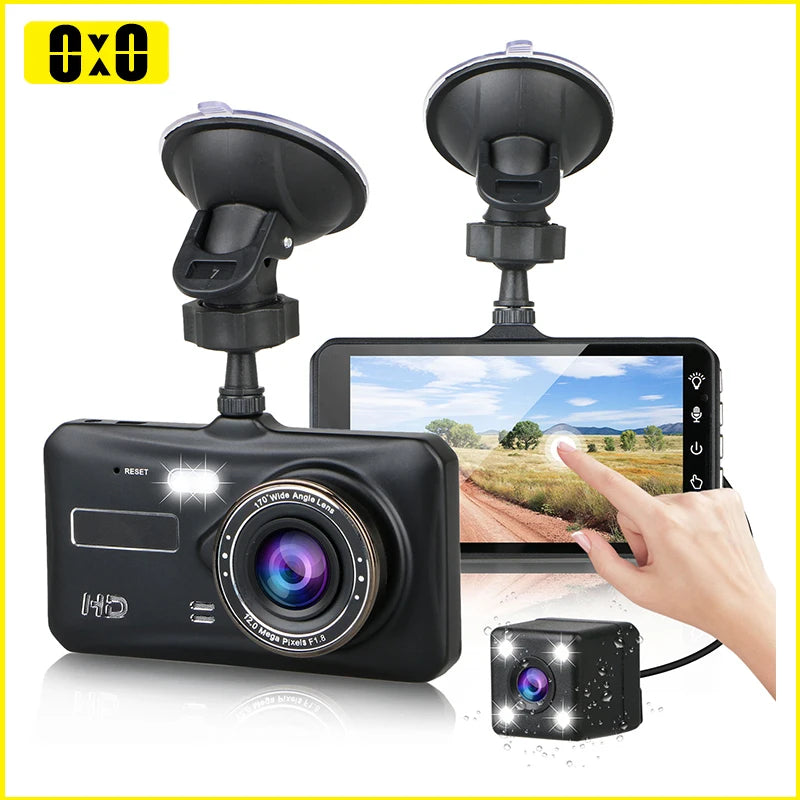 DashCam 4 Inch Touch Screen Car Dvr Hd 1080p Video Black deals Box 3 Lens Camera