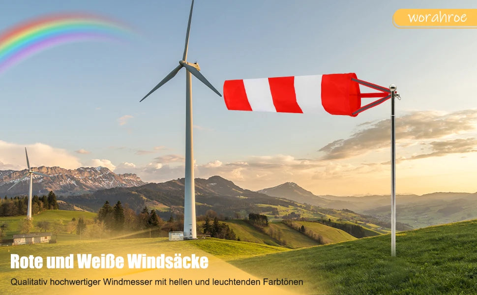 60cm Hanging Reflective Windsock Flags Wind Direction Indicators for Outdoor Airport Garden Farm Measurement Weather Vane