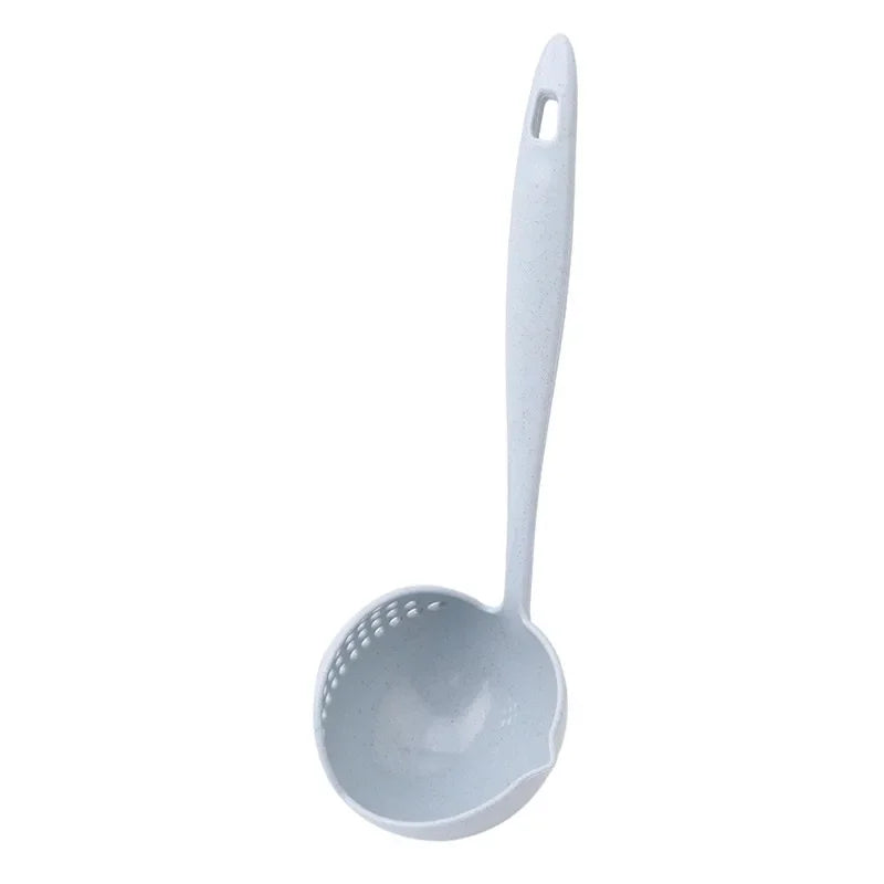 2 In 1 Creative Wheat Straw Soup Spoon Long Handle Lovely Porridge Spoons With Filter Dinnerware Kitchen Colander Tools