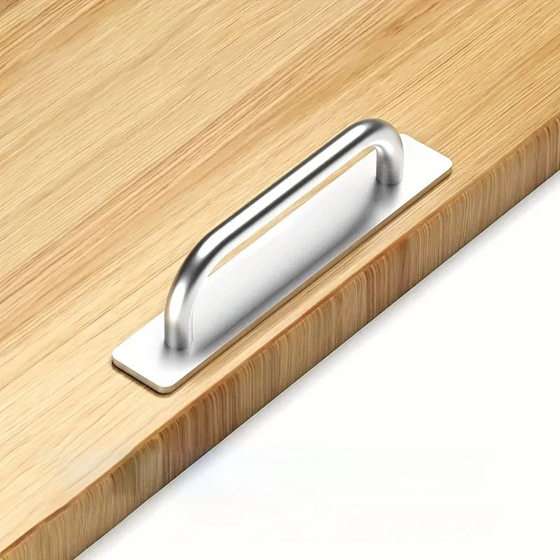 Self-Stick Instant Cabinet Drawer Handles Pulls - 5.8 inch Stainless Steel Adhesive Door Handles, No Drilling Design