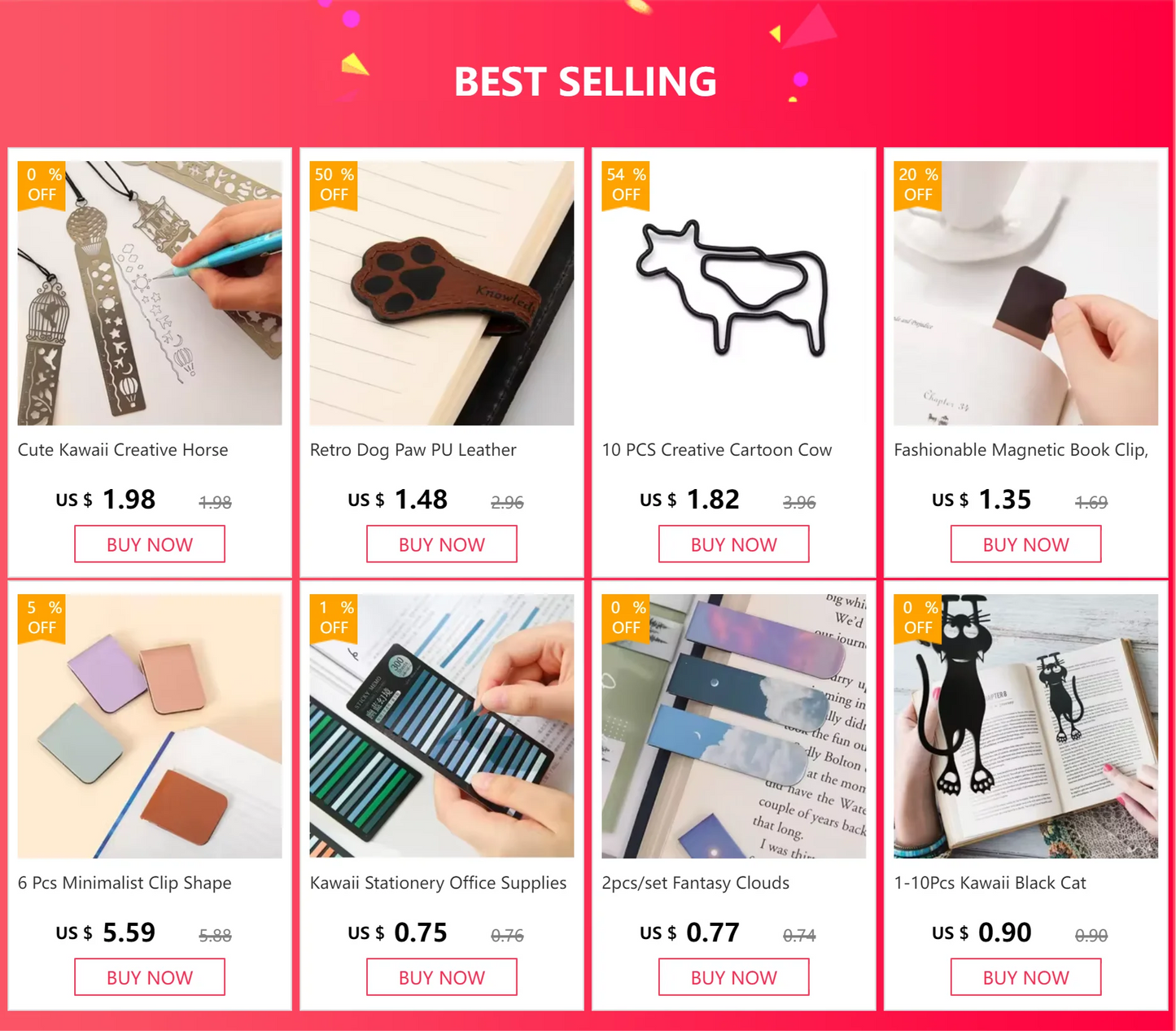 2pcs/set Fantasy Clouds Bookmarks Kawaii Magnetic Book Clips Reading Items Page Holder Korean Stationery Office Supplies