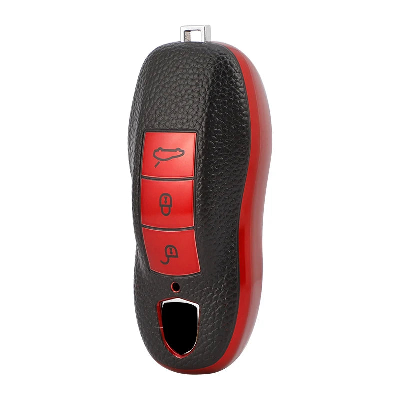 For Porsche Panamera Boxster 986 987 981 Cayenne 911 996 Macan Leather TPU Car Smart Key Case Cover Shell Keychain