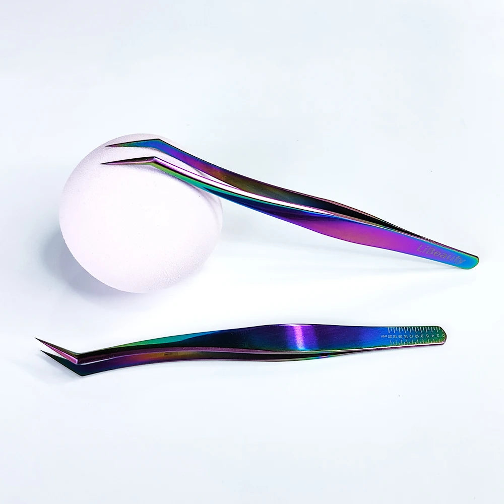 Libeauty 1 Pair Professional Eyelash Tweezers 3D Volume Eyelash Extension Lash Eyebrow Excellent Closure Grafting Eyelash Tools