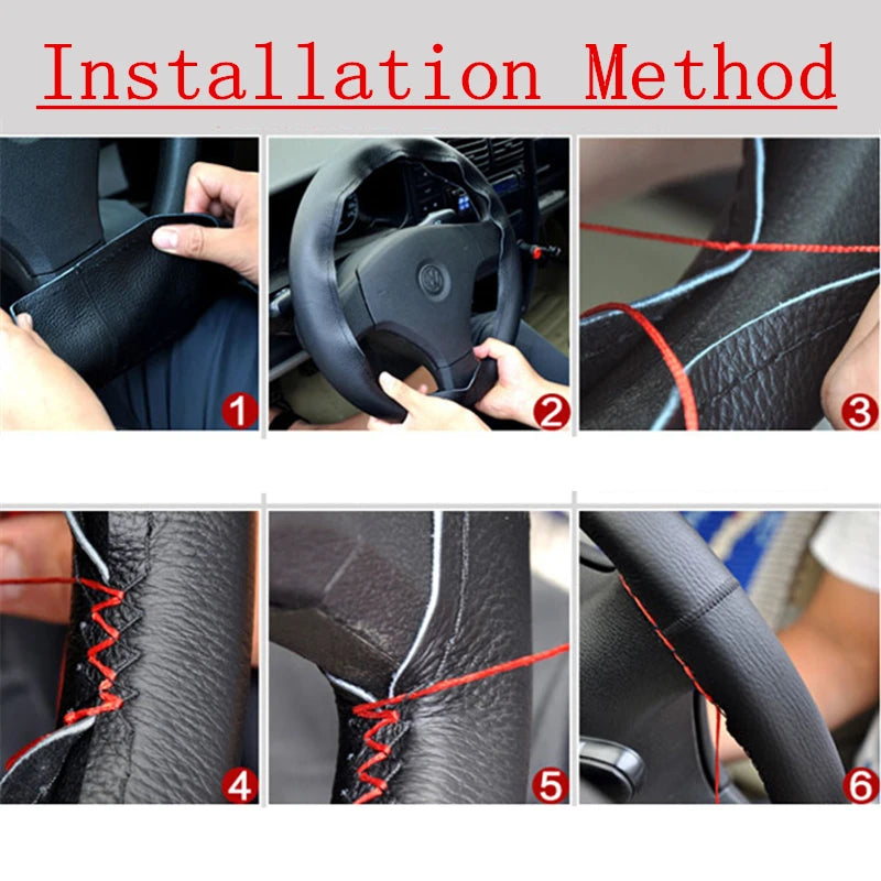Braid On leather Steering Wheel Cover for Volkswagen Vw Jetta Golf Passat B5 B6 Beetle Polo Bora Caddy MK5 Skoda