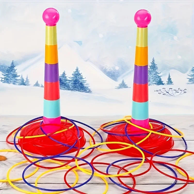 2PCS (Random Color) Colorful Plastic Sport Ring Toss Game Set Party Outdoor Puzzle Hoop Kindergarten Competition Game Stall