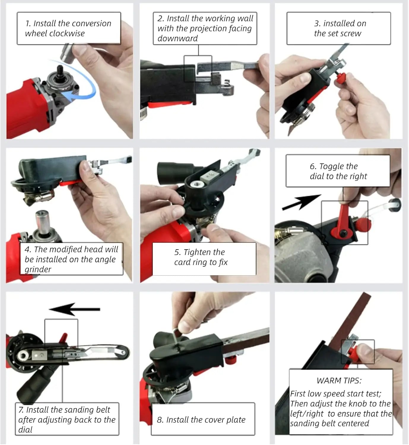 SI FANG Sander Machine Sanding Belt Adapter Head for Electric Angle Grinder Woodworking - Includes Multiple Sanding Belts