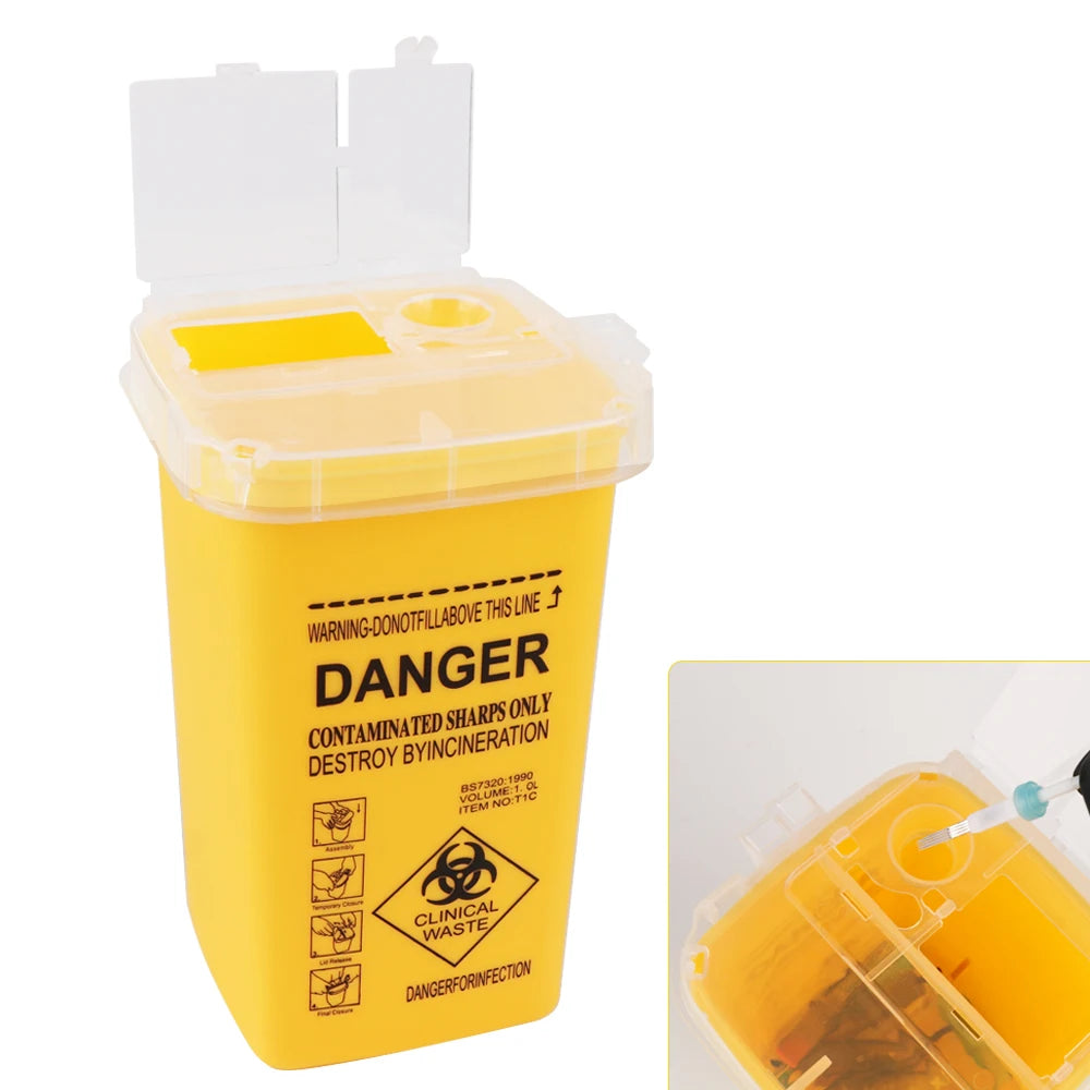 1L Tattoo Sharps Collection Bucket Storage Container Needle Disposing Sharps Blades Eyebrow Trimmers Glass Fragments Storage Bo