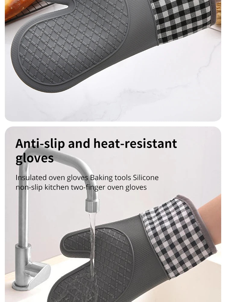 Single Oven Gloves Silicone Gloves High Temperature Resistant Anti-burn And Non-slip Kitchen Microwave Baking Dessert Tools