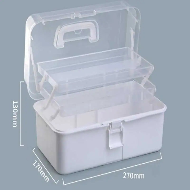 Three-layer Transparent Plastic Craft Storage Box, Sewing Storage Box, Folding Tool Box, Art Student Miscellaneous Storage Box