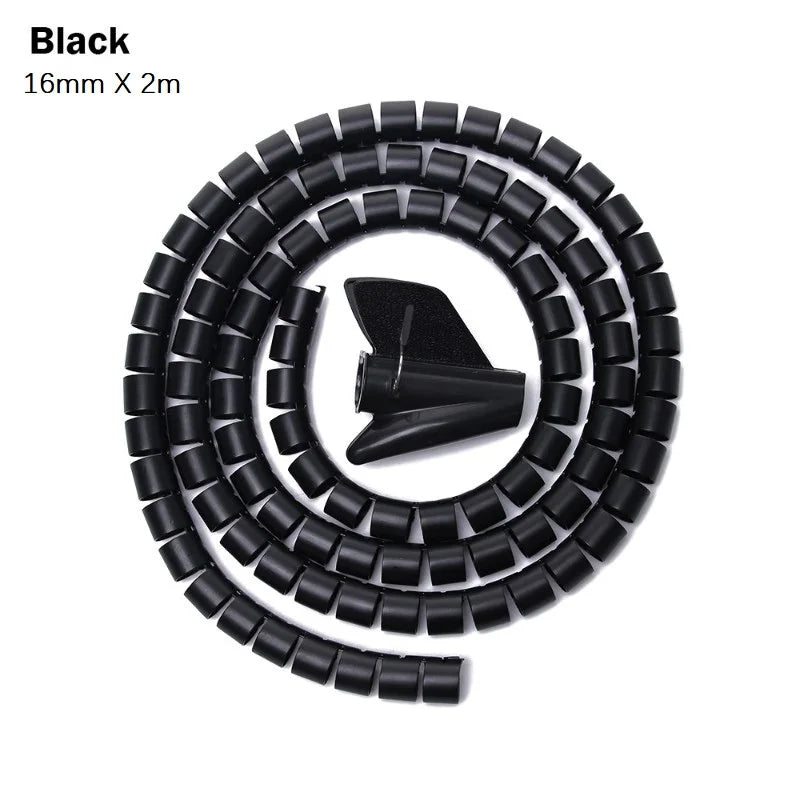 1.5/2m 10/16 mm Flexible Spiral Cable Organizer Storage Pipe Cord Protector Management Cable Winder Desk Tidy Cable Accessories