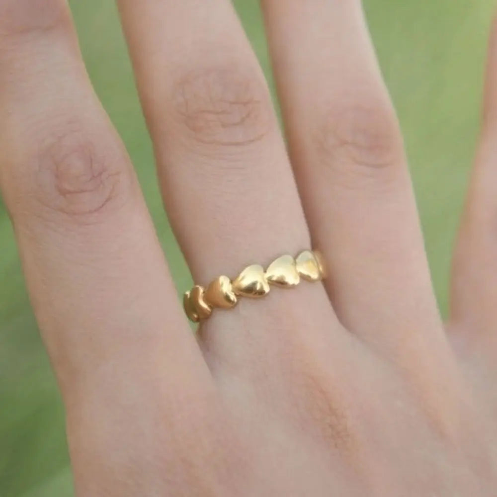 1/3PCS Adjustable Full Circle Hollow Heart-Shaped Open Cuff Ring Stainless Steel Jewelry Irregular Stackable Rings For Women