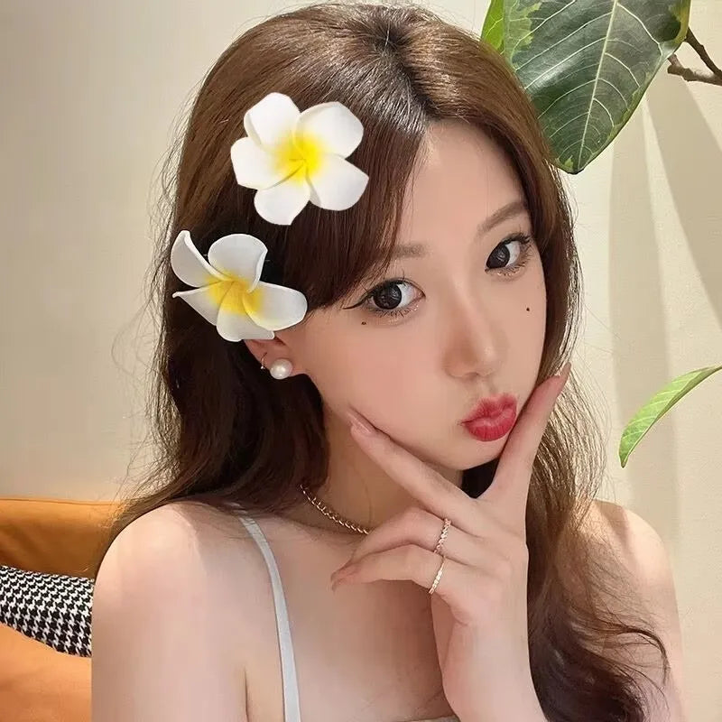 1-10pcs Plumeria Flower Hair Clips for Women Hairpins Girls Side Bangs Clips Flower Barrette Hawaiian Party Bag Hat Accessories