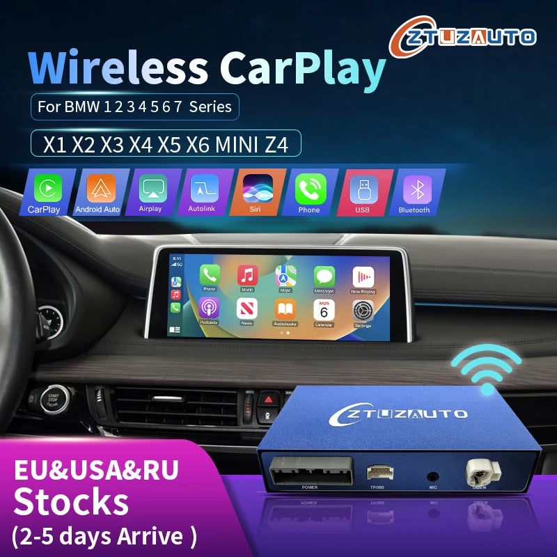Wireless CarPlay For BMW 1 2 3 4 5 7 Series E70 F10 X1 X3 F25 F26 F48 MINI X4 X5 X6 F56 F15 Android Auto AirPlay Mirror Link