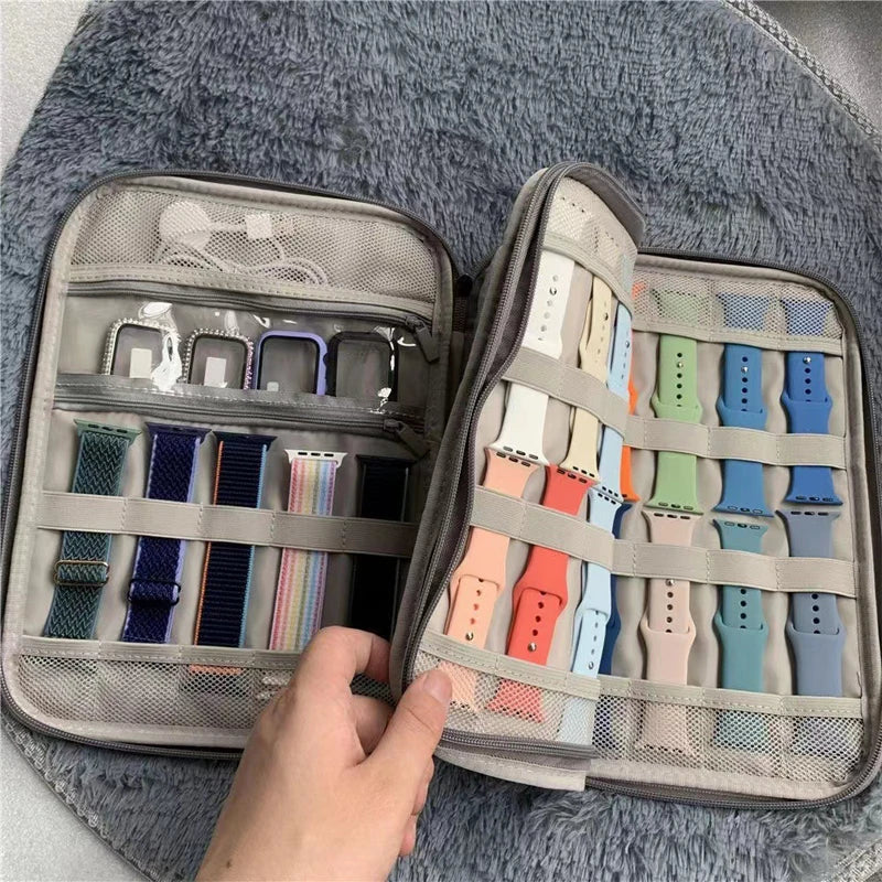 Watch Band Organizer - Watch Straps Holder Carrying Case Storage Bag Travel Pouch for Women Men Most Sizes of Watch Bands