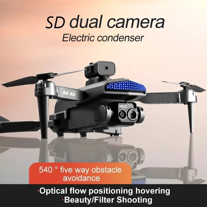 New D6 Air Drone 8K Professional 4K HD Dual ESC Camera Optical Flow 540°Obstacle Avoidance WIFI FPV RC Foldable Quadcopter Dron