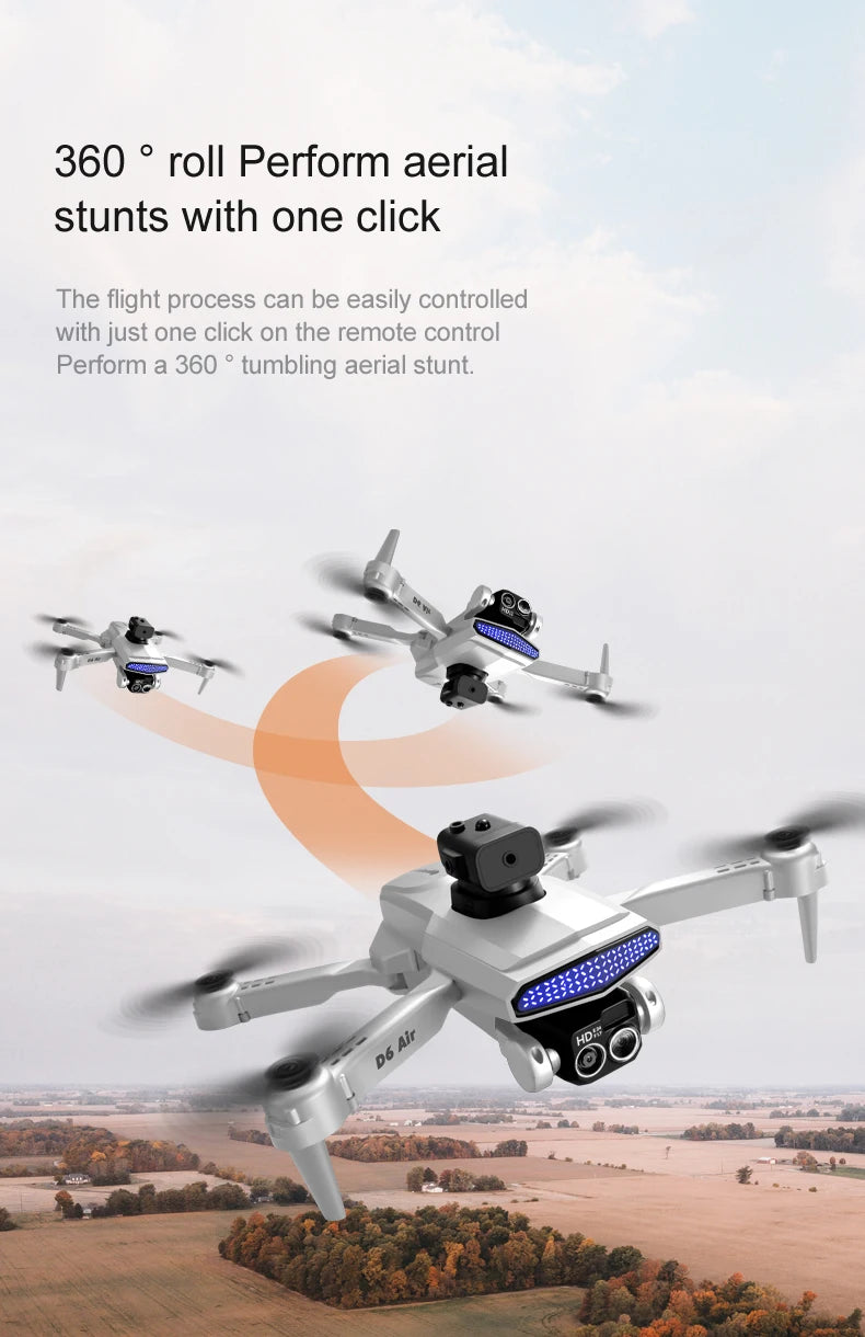 New D6 Air Drone 8K Professional 4K HD Dual ESC Camera Optical Flow 540°Obstacle Avoidance WIFI FPV RC Foldable Quadcopter Dron
