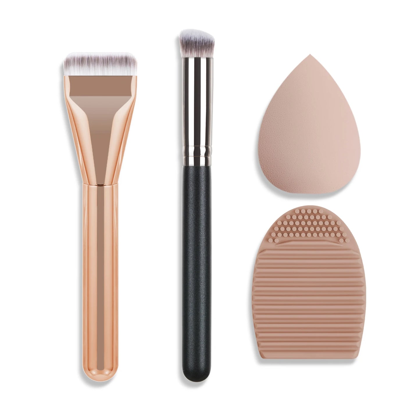 Ultra Thin Foundation Brush Makeup Mixing Palette with Spatula Flat Face Contour Brush Cosmetic Puff Blender Beauty Makeup Tools