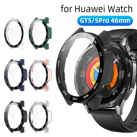 PC +Tempered Glass Case For Huawei Watch GT 5 Pro 46mm / GT5 46MM  Full Cover Screen Protector Bumper for Huawei Watch GT 5Pro