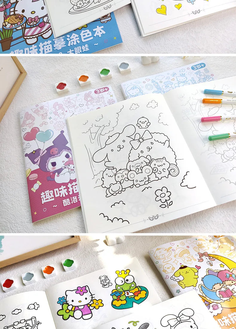 New Sanrio Kuromi Painting Notebook Children'S Sketching Coloring Copy Notebook Elementary School Cartoon Anime Line Draft