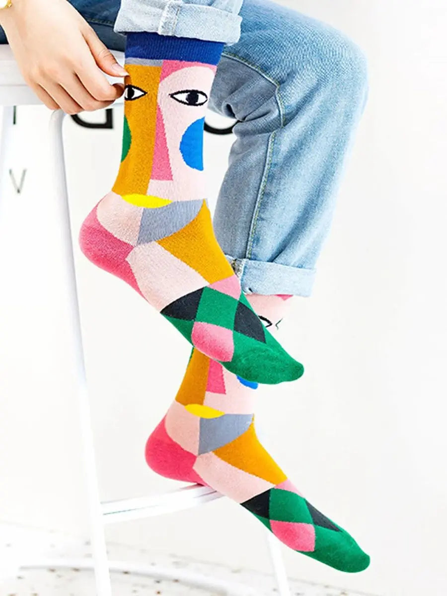 1 Pair Women's Cartoon Casual Cotton Harajuku Skateboard Socks