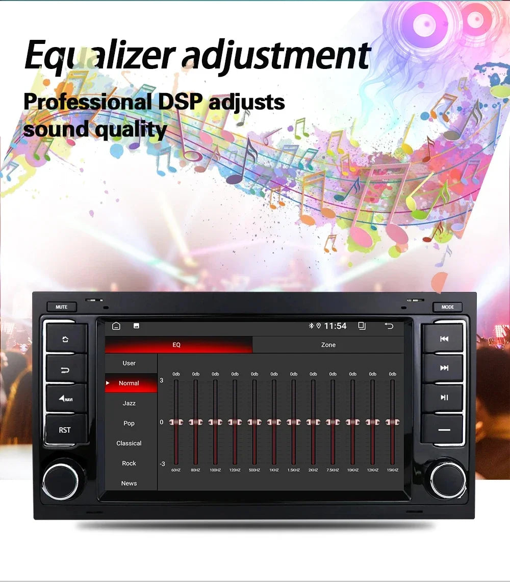 LELV 7" Android 13 Touch Screen Car Radio For Volkswagen VW Touareg Multivan T5 Transporte 2004-2011 Multimedia Player Carplay