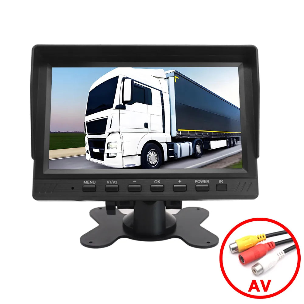Smartour AHD 7inch TFT LCD Car HD Monitor Rear View Monitor Support CVBS 1080P AHD Camera 2 x 4PIN Video Input
