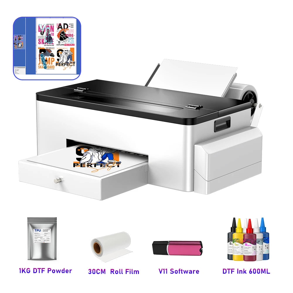 OYfame L1800 impresora dtf A3 Directly To Film dtf a3 textil printer for jeans hoodies clothes fabric tshirt printing machine A3