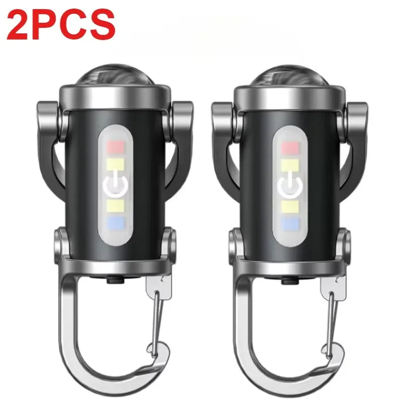 Rechargeable Keychain Flashlights Multifunction COB Work Light 6 Modes Emergency Keychain Light for Walking Searching Hiking