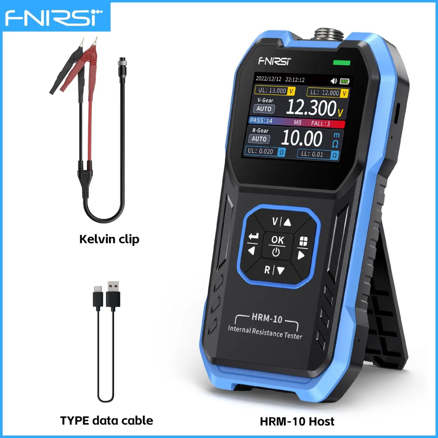 FNIRSI HRM-10 18650 Battery Voltage Internal Resistance Tester High-precision Trithium Lithium lron Phosphate Battery Tester