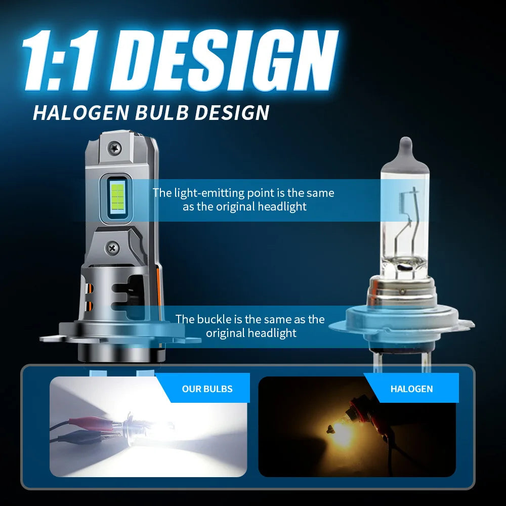 2PCS H7 LED Headlight Bulb Mini 54W 20000LM 6000K CSP for Car Headlamp Automobile LED Lamps