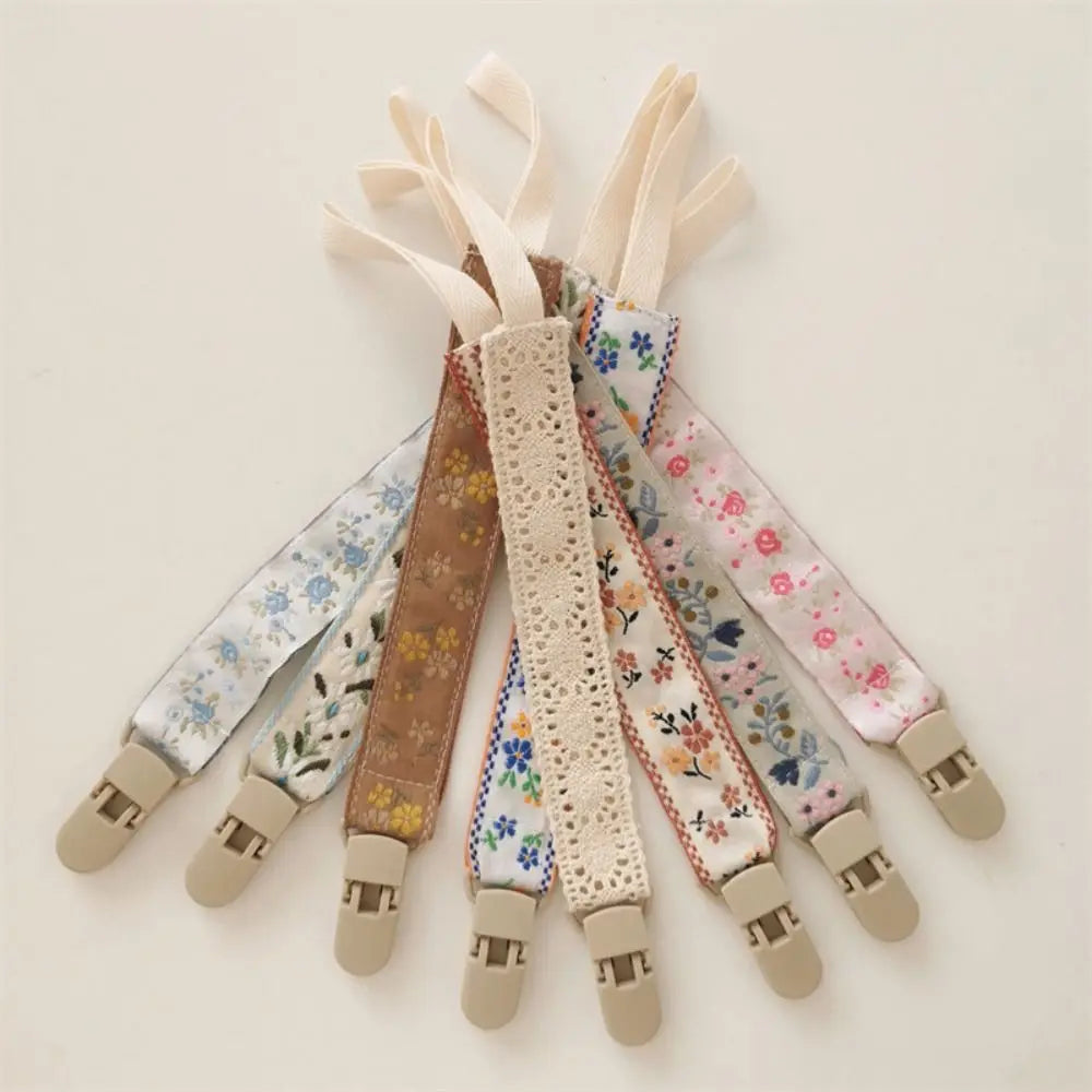 Ethnic Style Baby Cloth Pacifier Chain Floral Teether Toys Straps Nipple Holder DIY Clips Adjustable Dummy Clips Soother Holder