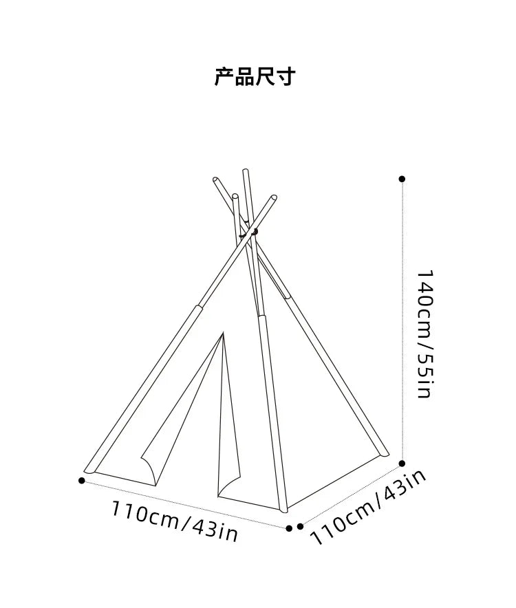PANGDUBE 110×110×140cm Baby Playpen Children’s Toy Tent Wigwam Indoor Tipi Kids Wooden Play House Children Games Tent