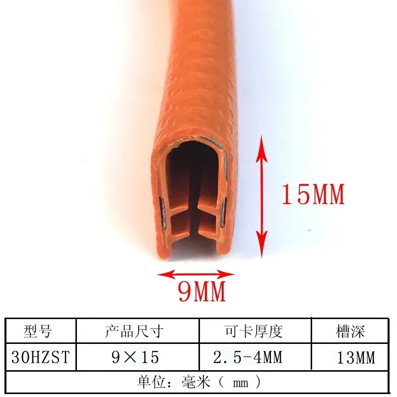 1/3M U-Shaped Sealing Strip Rubber Edging Stainless Steel Protectio Door Car Dustproof Safety Iron sheet edge protection strip